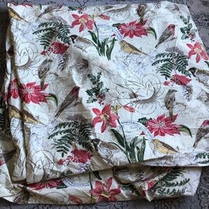 Pottery barn queen/full duvet cover amaryllis floral foliage cardinals ferns